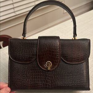 Vintage Mid 20th century brown Crocodile Pattern Handbag
